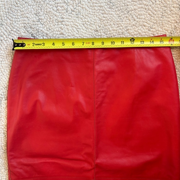 Vintage Kenneth Cole 100% Genuine Leather Red Pencil Skirt Women's Size 10 - Picture 12 of 12